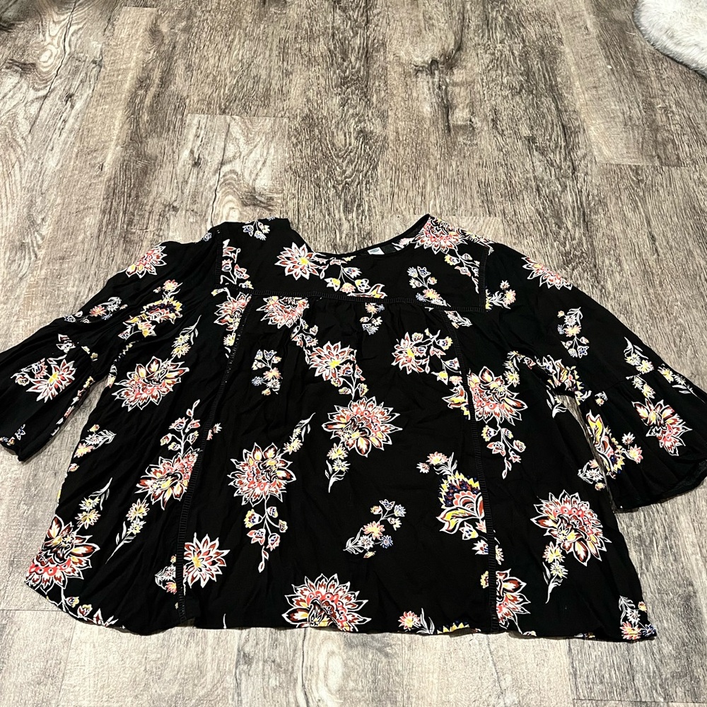 Black floral blouses